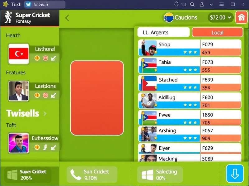 Super Cricket Fantasy Game Interface